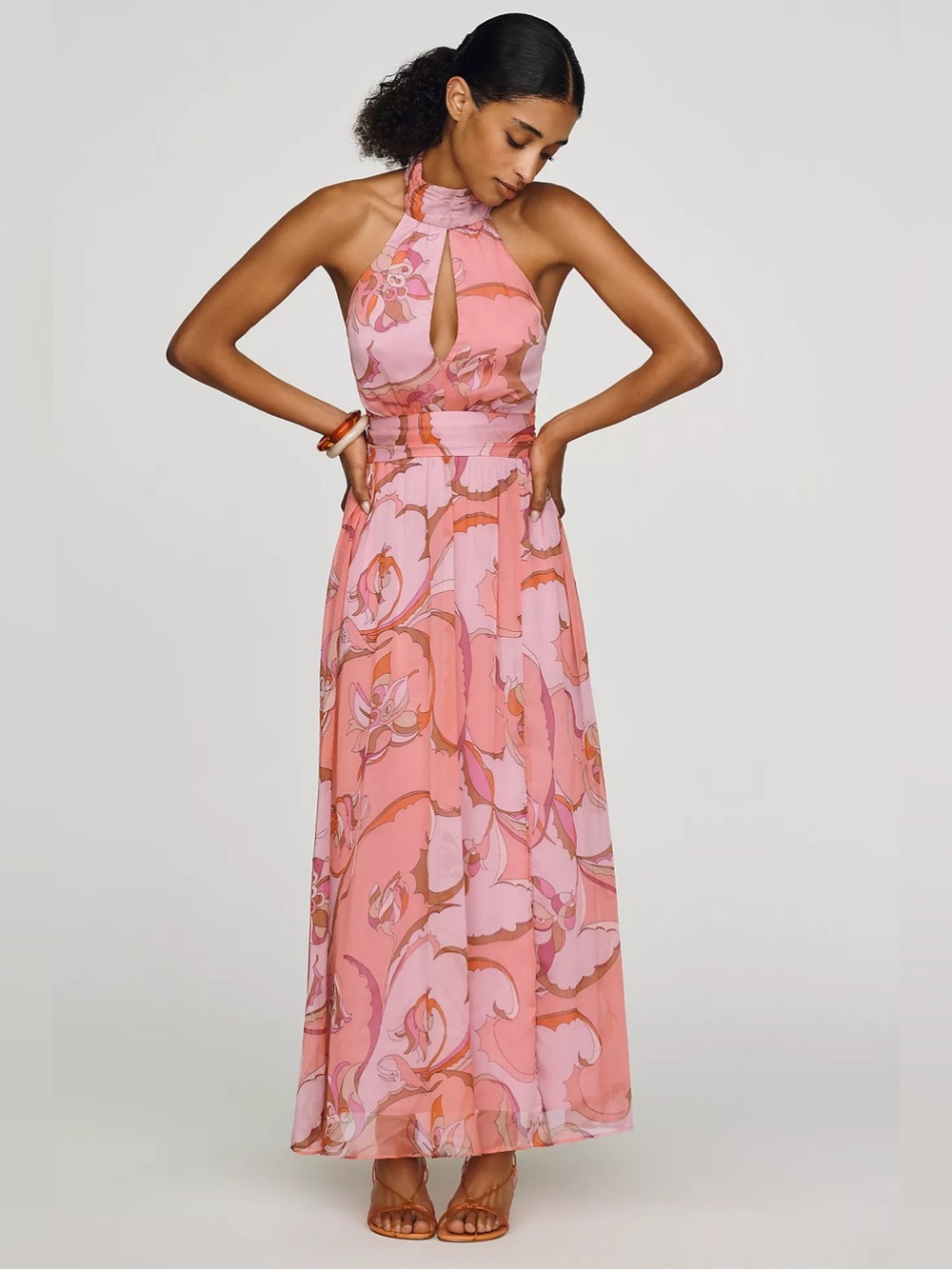 NWT Anthropologie Maeve Cutout Halter Maxi Dress